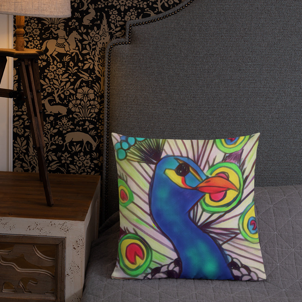 Peacock Print Premium Pillow