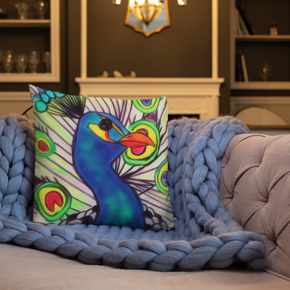 Peacock Print Premium Pillow