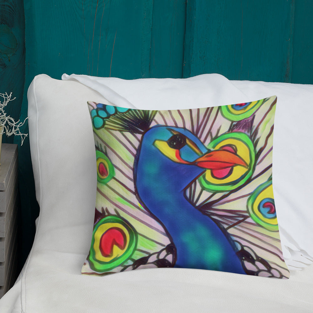 Peacock Print Premium Pillow
