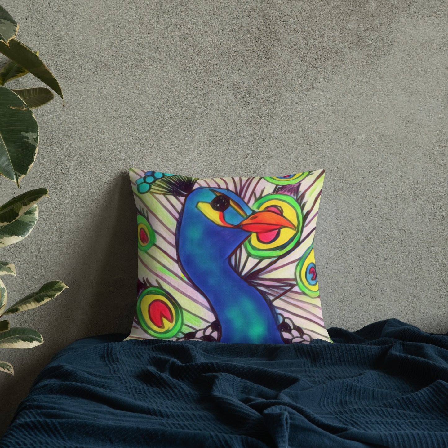 Peacock Print Premium Pillow