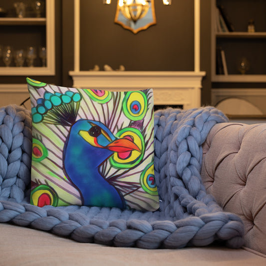 Peacock Print Premium Pillow