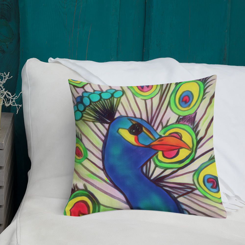 Peacock Print Premium Pillow