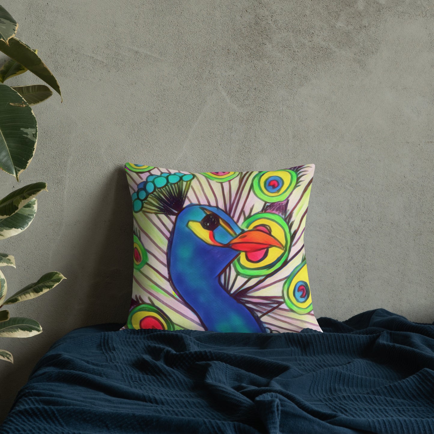 Peacock Print Premium Pillow